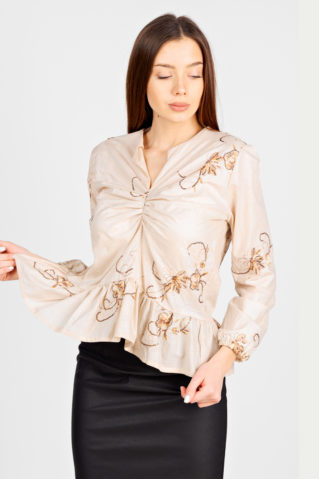 Легкий джемпер с воланом БЛ 012ХК-БЕЖ (БЕЖЕВАЯ)