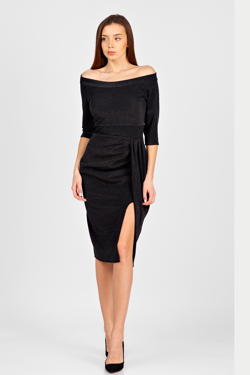 КОКТЕЙЛЬНОЕ ПЛАТЬЕ ПЛ 060ФРЛ-ЧЕР (ЧЕРНОЕ)